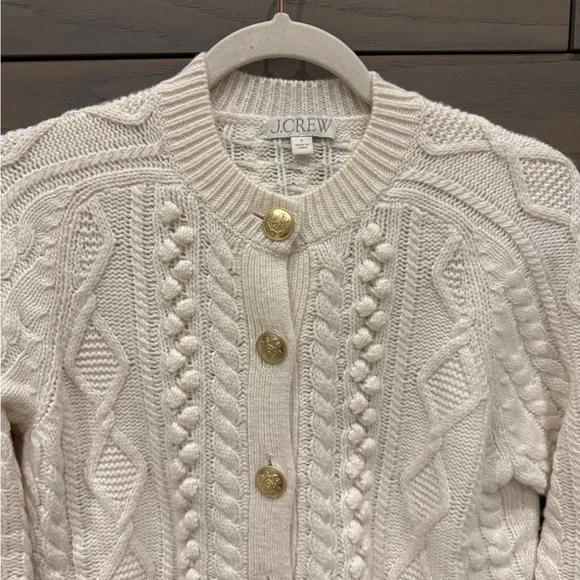 J.Crew Women’s Ivory Cable Knit Cardigan w Gold Buttons Size Small - Picture 4 of 7